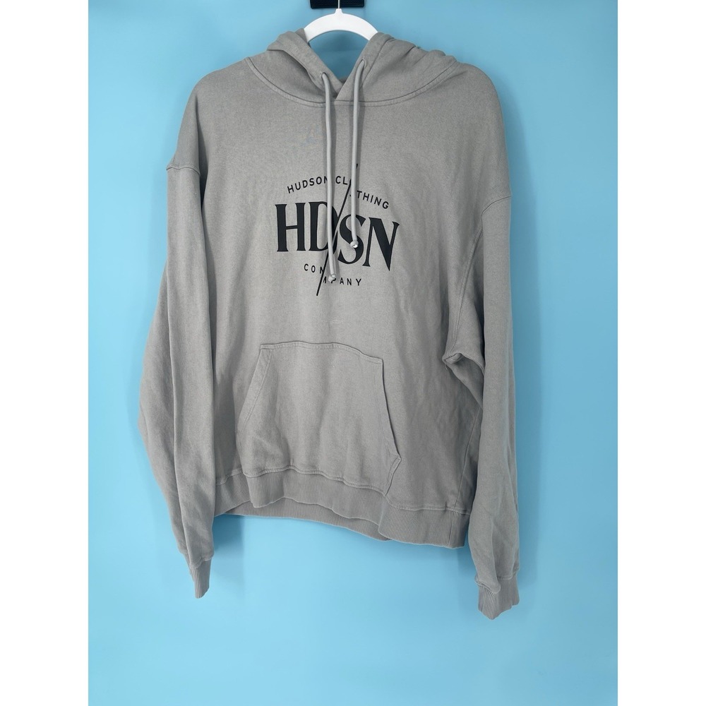 Hudson Gray Graphic Pullover Hoodie Sweatshirt Mens Size XXL